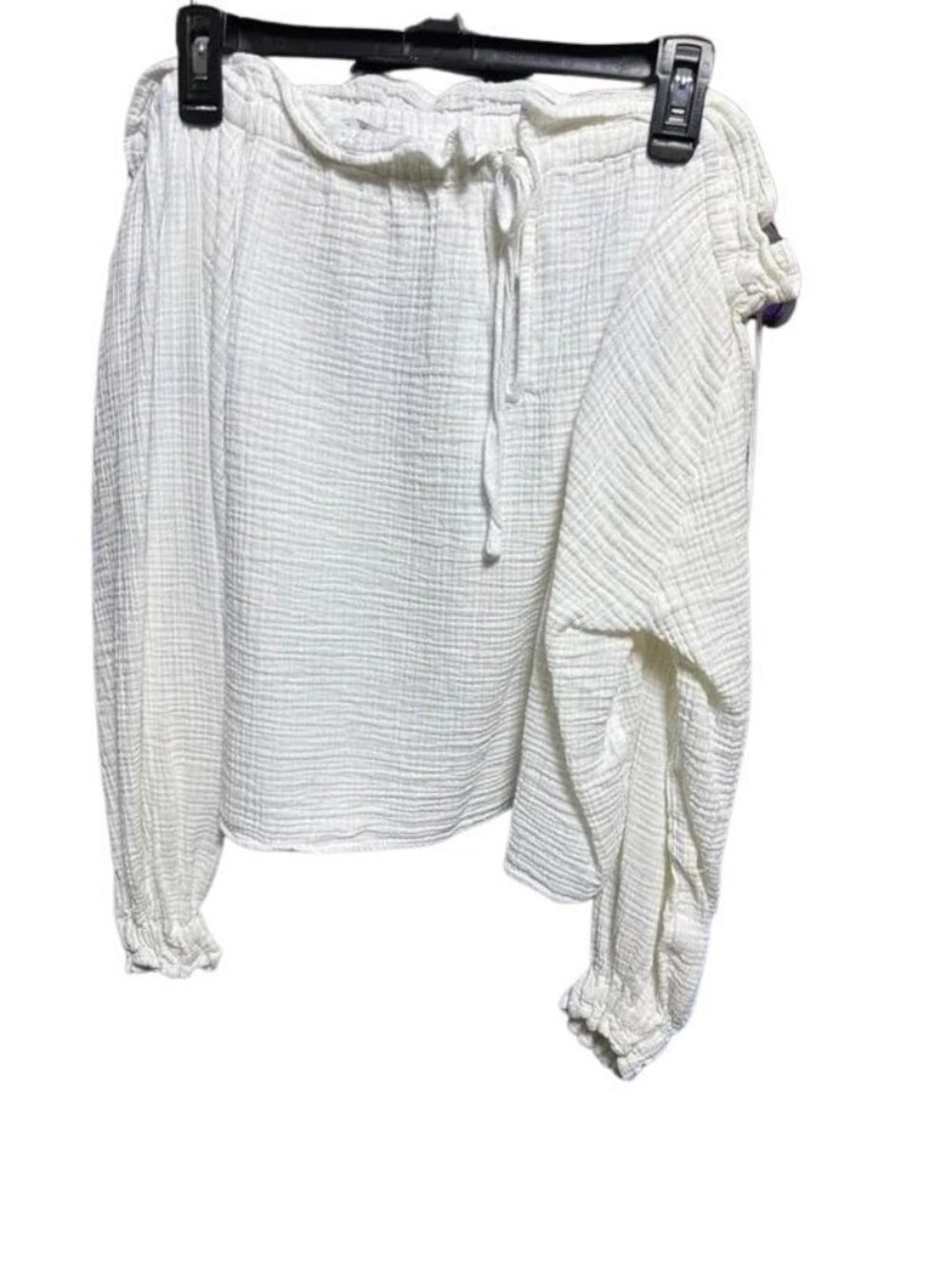 Zara Womens Size L US 12-14 Off Shoulder White Long Sleeve Blouse Shirt New